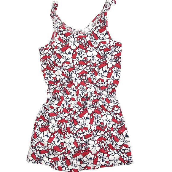 Vineyard Vines Red Hibiscus Romper - Picture 1 of 6